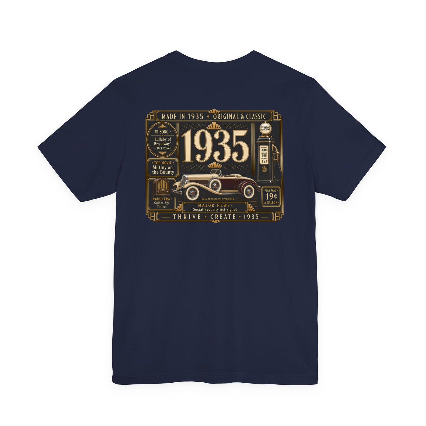 1935 Auburn Speedster T-Shirt | Vintage Born in 1935 Gift | 91st Birthday Retro Tee for Men & Women