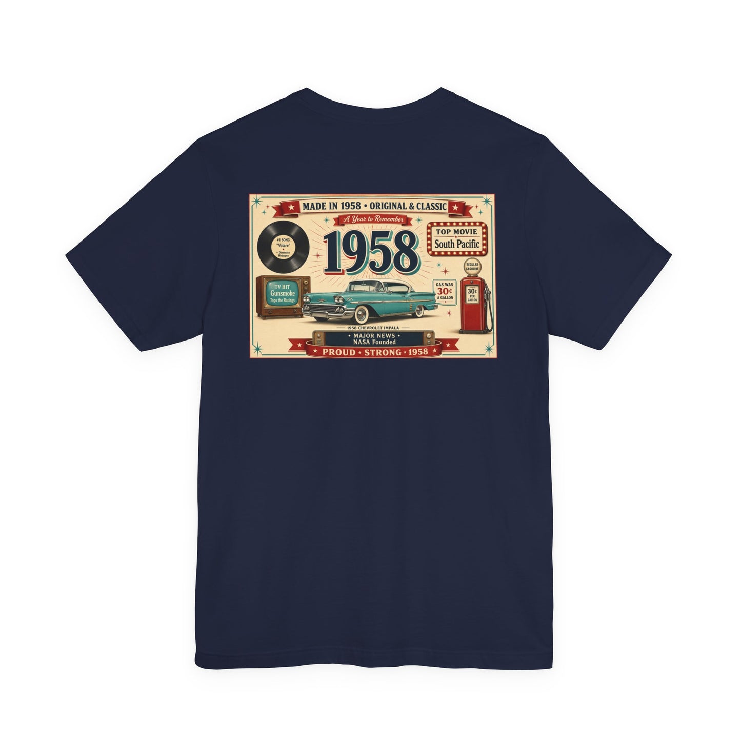 1958 Chevrolet Impala T-Shirt | Vintage Born in 1958 Gift | 68th Birthday Retro Tee for Men & Women