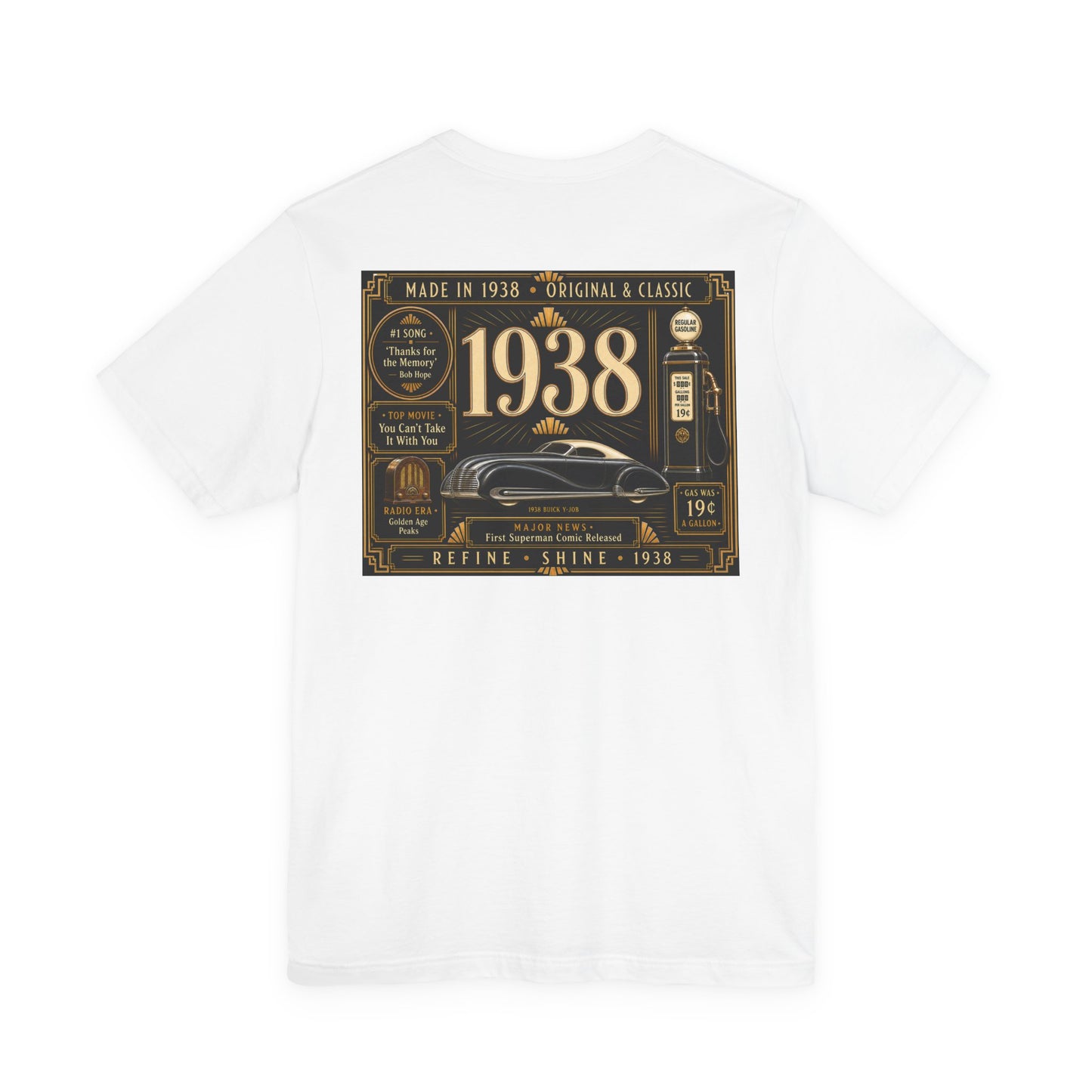 1938 Buick Y-Job T-Shirt | Vintage Born in 1938 Gift | 88th Birthday Retro Tee for Men & Women
