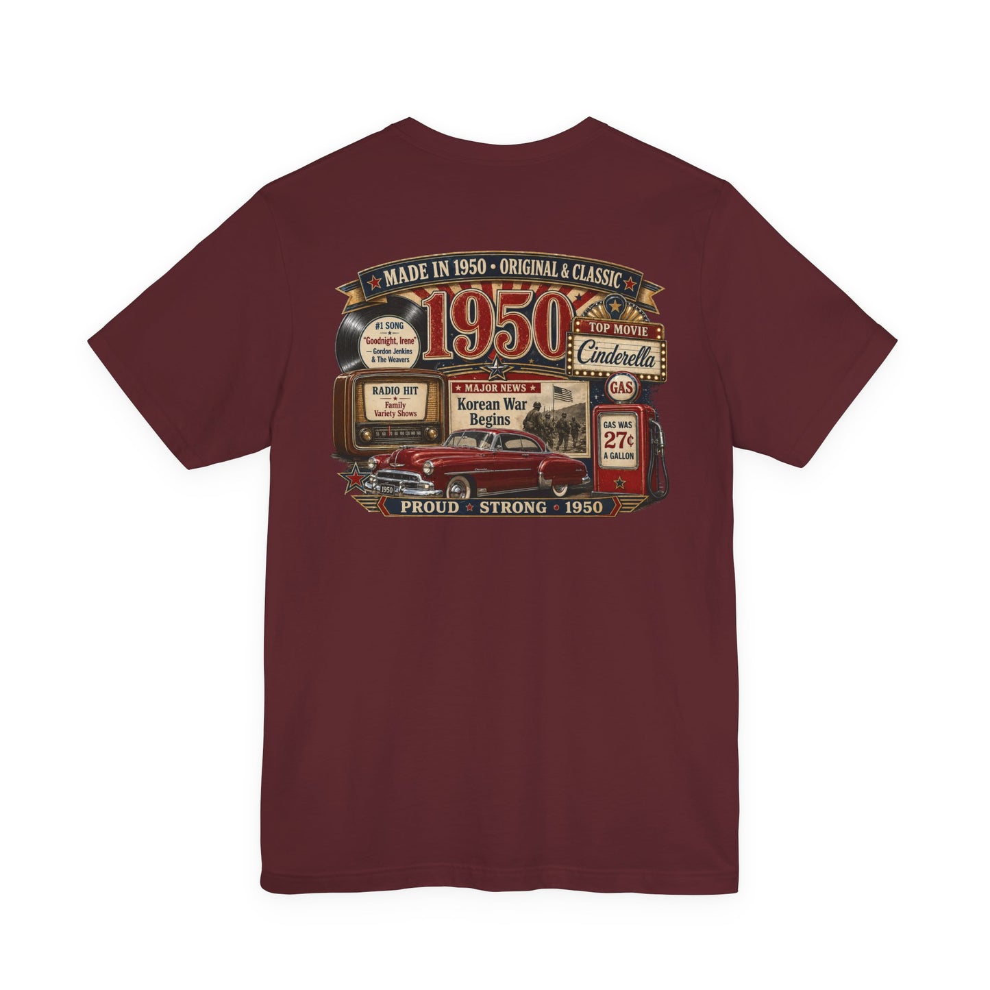 1950 Chevrolet T-Shirt | Vintage Born in 1950 Gift | 76th Birthday Retro Tee for Men & Women