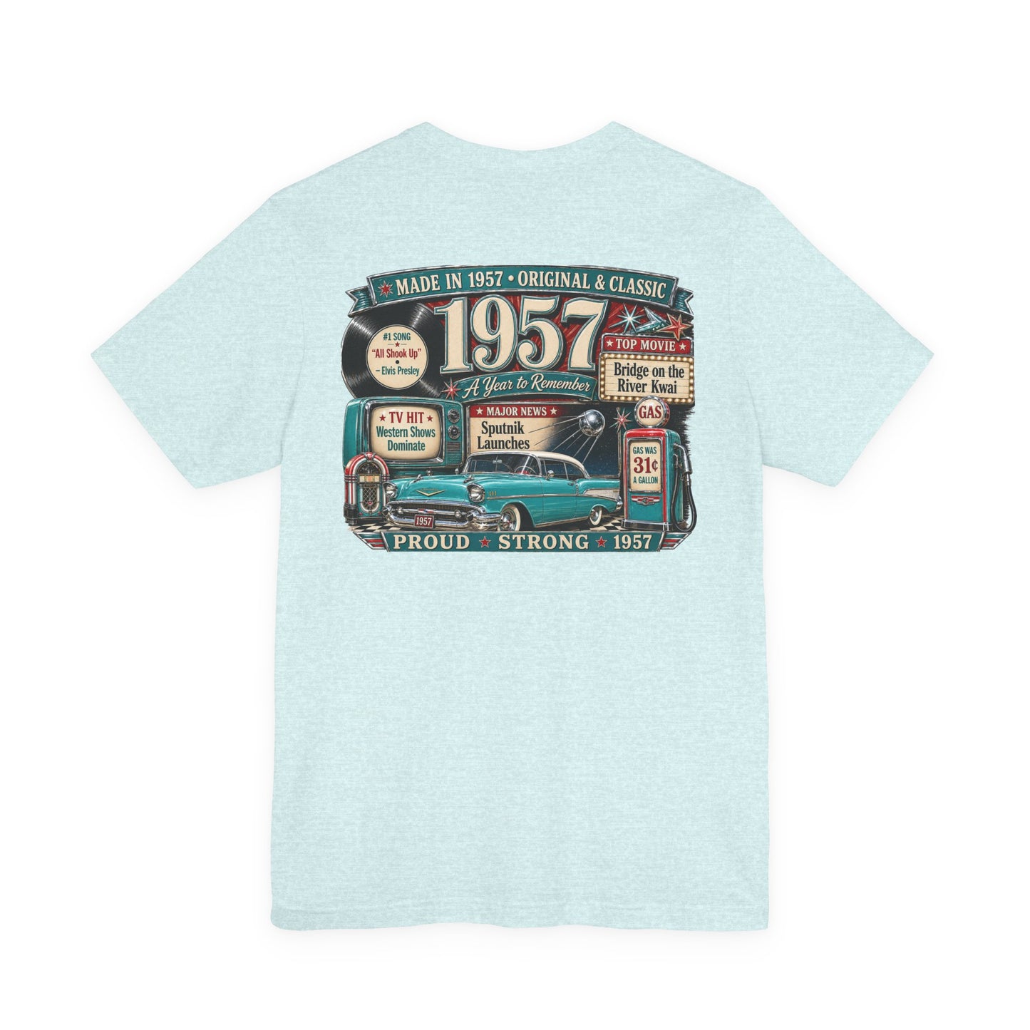 1957 Chevrolet Bel Air T-Shirt | Vintage Born in 1957 Gift | 69th Birthday Retro Tee for Men & Women