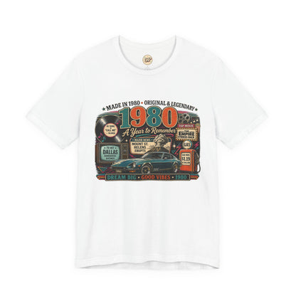1980 Classic Sports Car T-Shirt | Born in 1980 Birthday Gift | 46th Birthday Tee for Men & Women