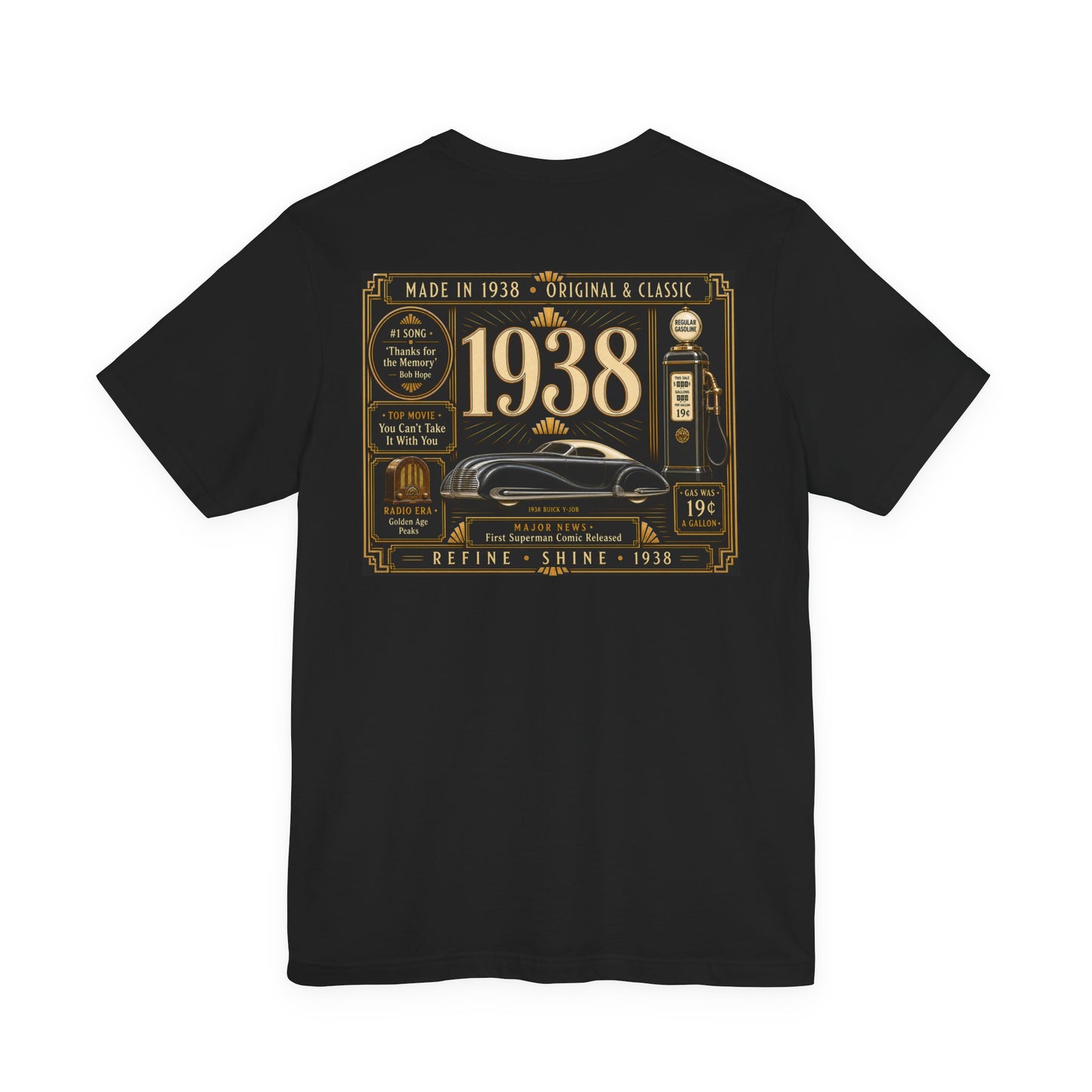 1938 Buick Y-Job T-Shirt | Vintage Born in 1938 Gift | 88th Birthday Retro Tee for Men & Women
