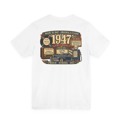 1947 Fleetline T-Shirt | Vintage Born in 1947 Gift | 79th Birthday Retro Tee for Men & Women