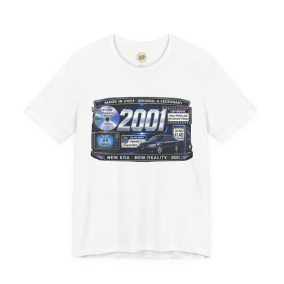 2001 Y2K Classic Car T-Shirt | Born in 2001 25th Birthday Gift | Quarter Century Milestone Tee for Men & Women