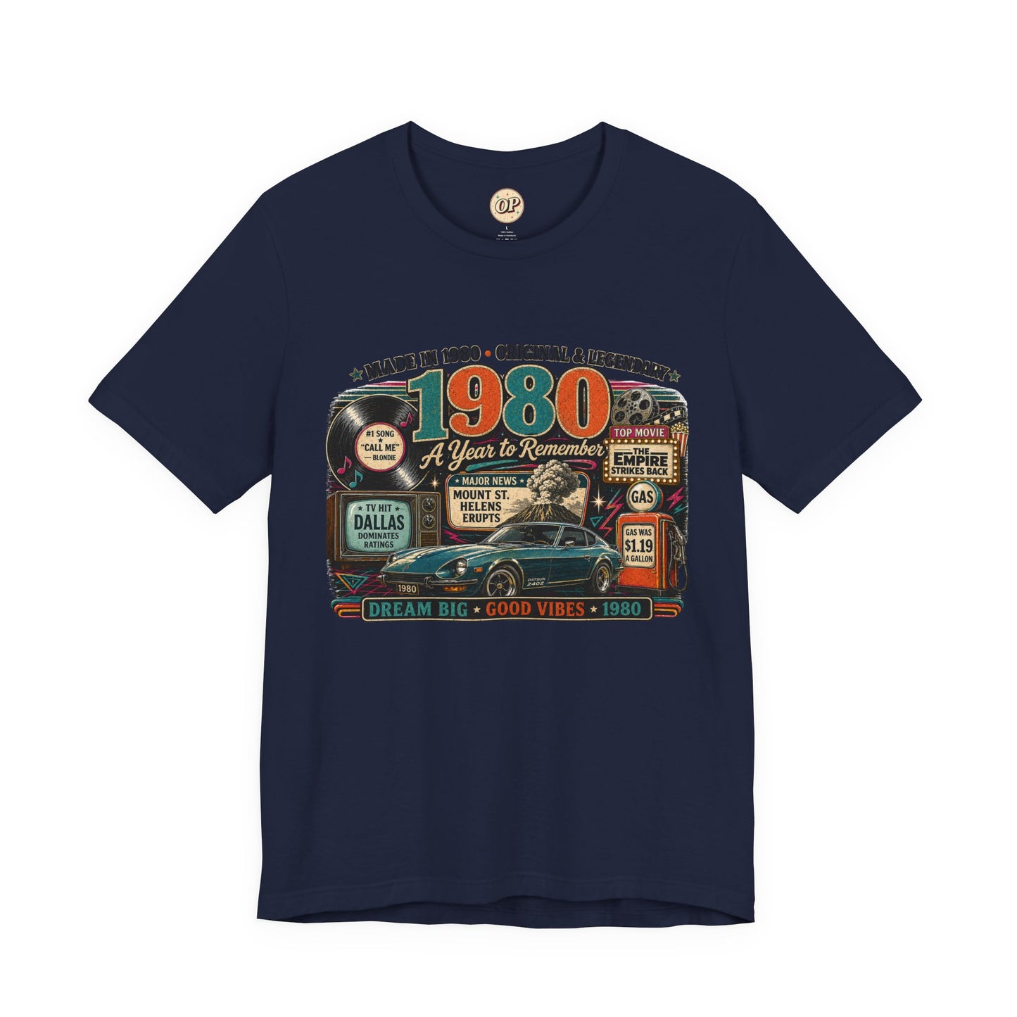 1980 Classic Sports Car T-Shirt | Born in 1980 Birthday Gift | 46th Birthday Tee for Men & Women