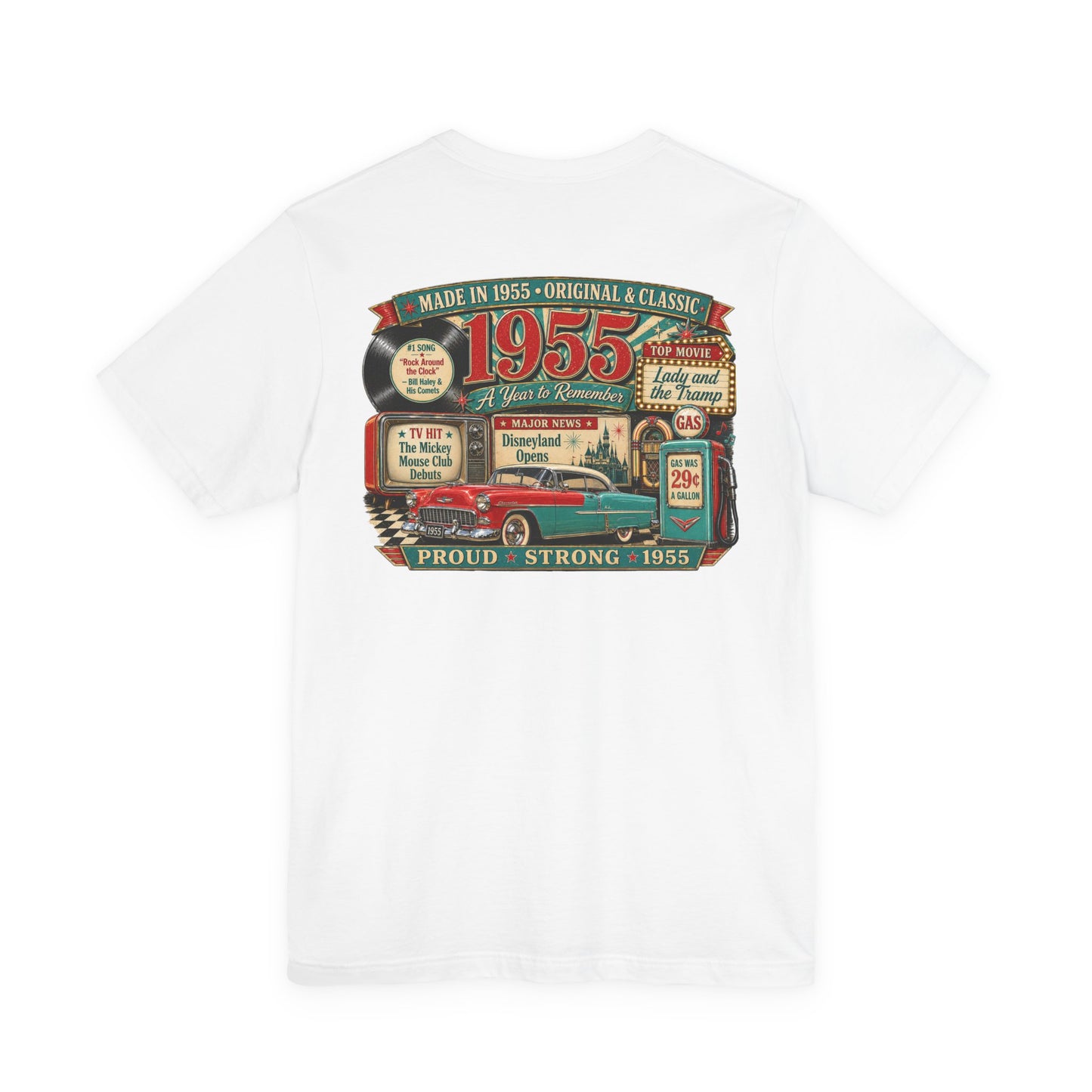 1955 Chevrolet Classic T-Shirt | Vintage Born in 1955 Gift | 71st Birthday Retro Tee for Men & Women