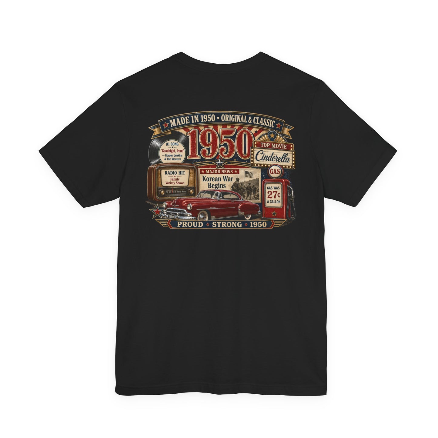 1950 Chevrolet T-Shirt | Vintage Born in 1950 Gift | 76th Birthday Retro Tee for Men & Women