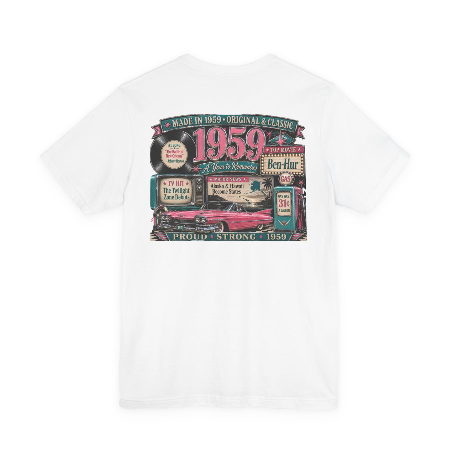 1959 Cadillac T-Shirt | Vintage Born in 1959 Gift | 67th Birthday Retro Tee for Men & Women