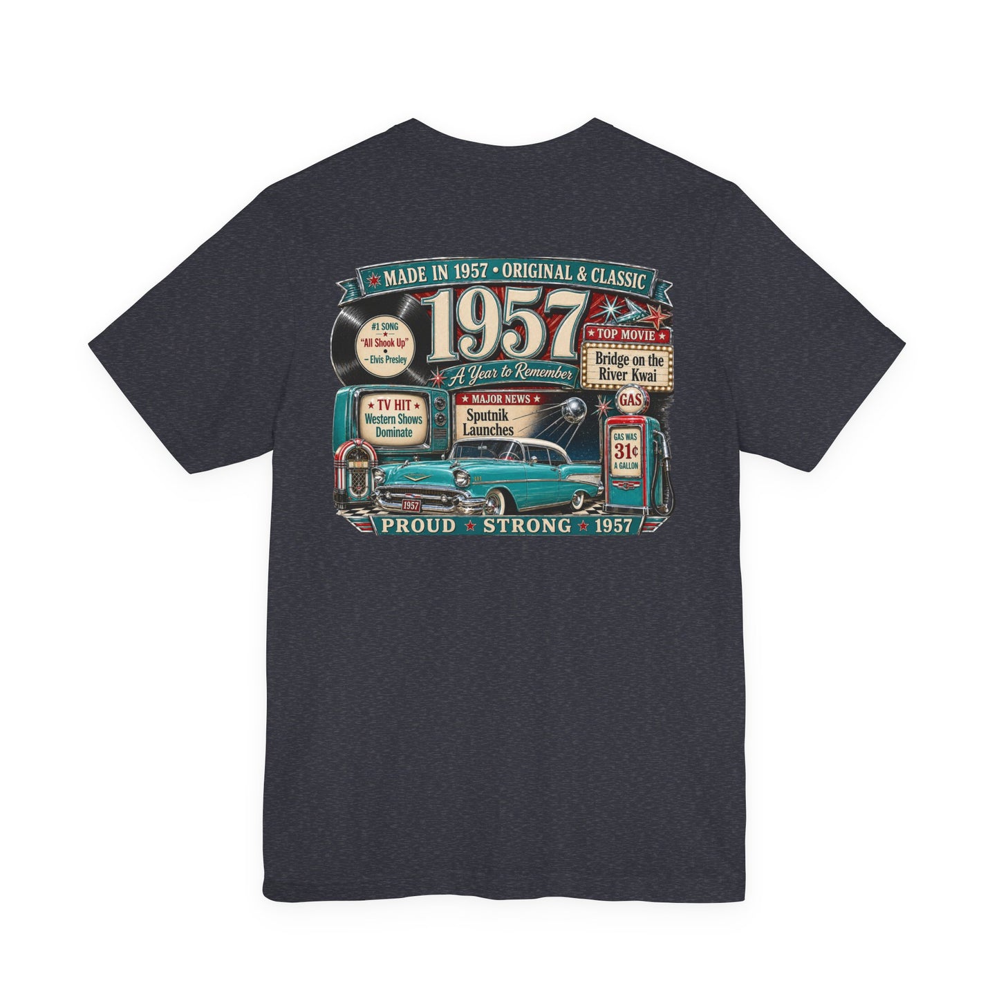 1957 Chevrolet Bel Air T-Shirt | Vintage Born in 1957 Gift | 69th Birthday Retro Tee for Men & Women