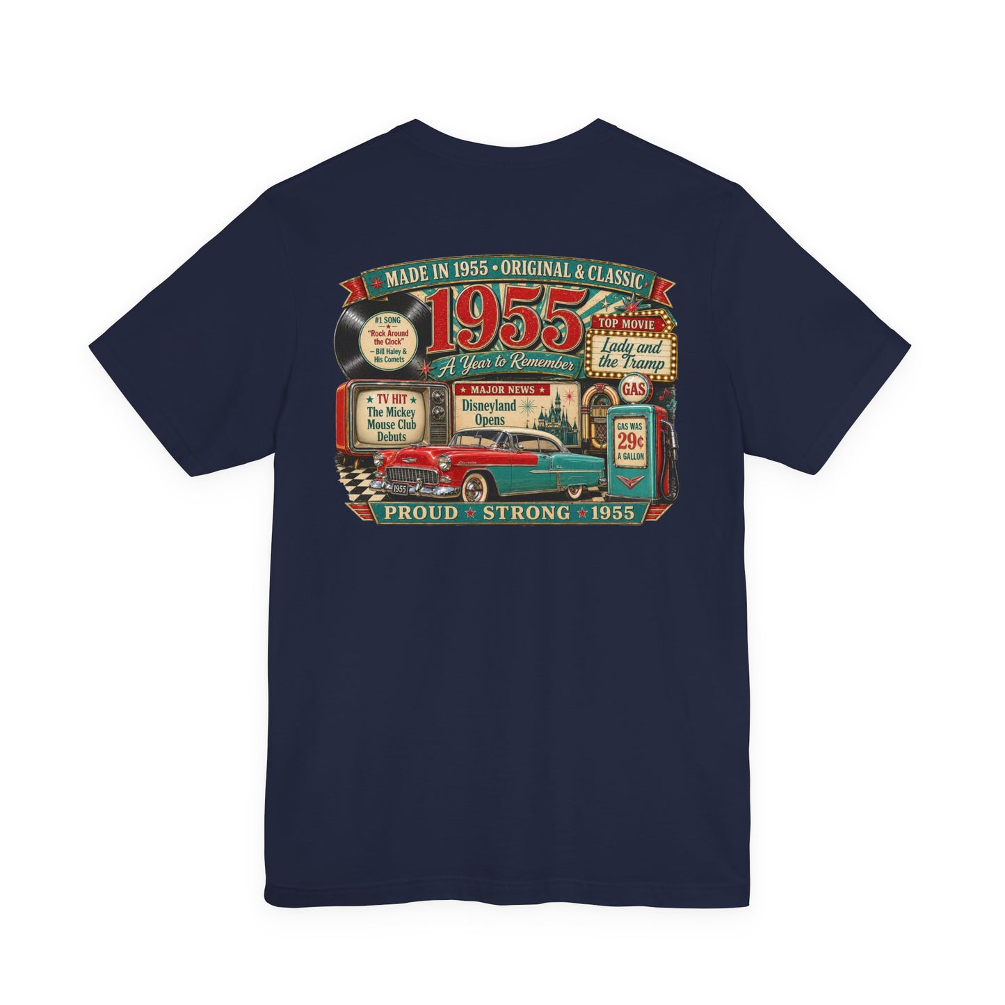 1955 Chevrolet Classic T-Shirt | Vintage Born in 1955 Gift | 71st Birthday Retro Tee for Men & Women
