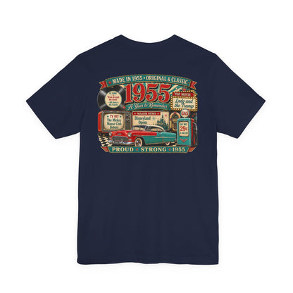 1955 Chevrolet Classic T-Shirt | Vintage Born in 1955 Gift | 71st Birthday Retro Tee for Men & Women