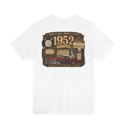 1952 Cadillac T-Shirt | Vintage Born in 1952 Gift | 74th Birthday Retro Tee for Men & Women