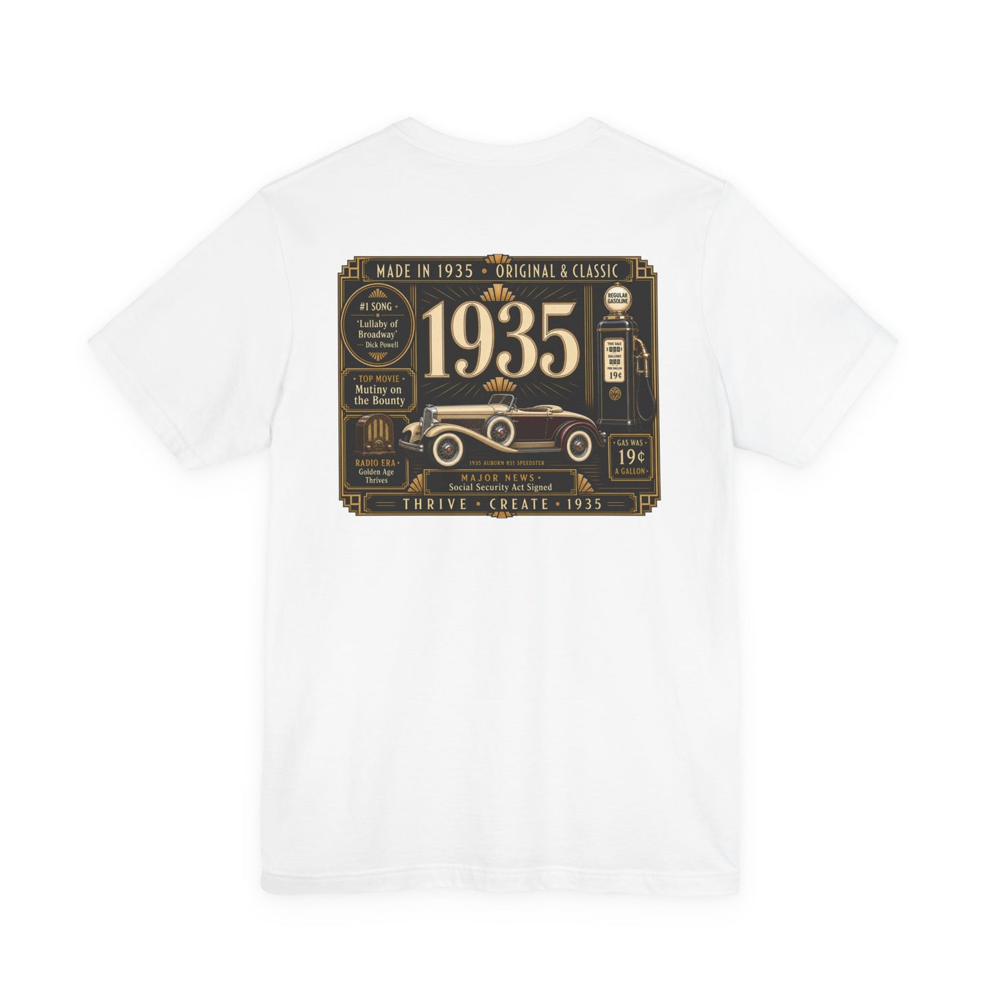 1935 Auburn Speedster T-Shirt | Vintage Born in 1935 Gift | 91st Birthday Retro Tee for Men & Women
