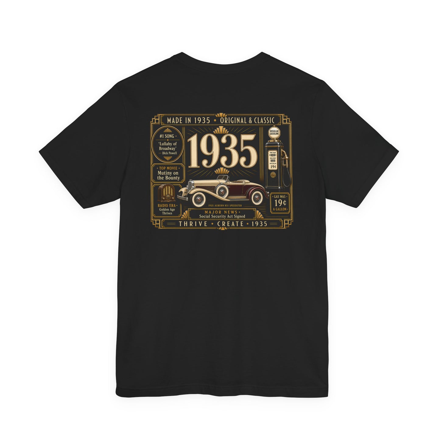 1935 Auburn Speedster T-Shirt | Vintage Born in 1935 Gift | 91st Birthday Retro Tee for Men & Women