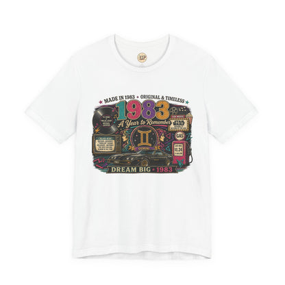 1983 Classic Muscle Car T-Shirt | Born in 1983 Gemini Birthday Gift | 43rd Birthday Tee for Men & Women