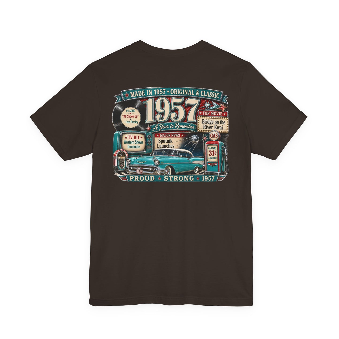 1957 Chevrolet Bel Air T-Shirt | Vintage Born in 1957 Gift | 69th Birthday Retro Tee for Men & Women