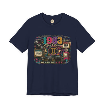 1983 Classic Muscle Car T-Shirt | Born in 1983 Gemini Birthday Gift | 43rd Birthday Tee for Men & Women