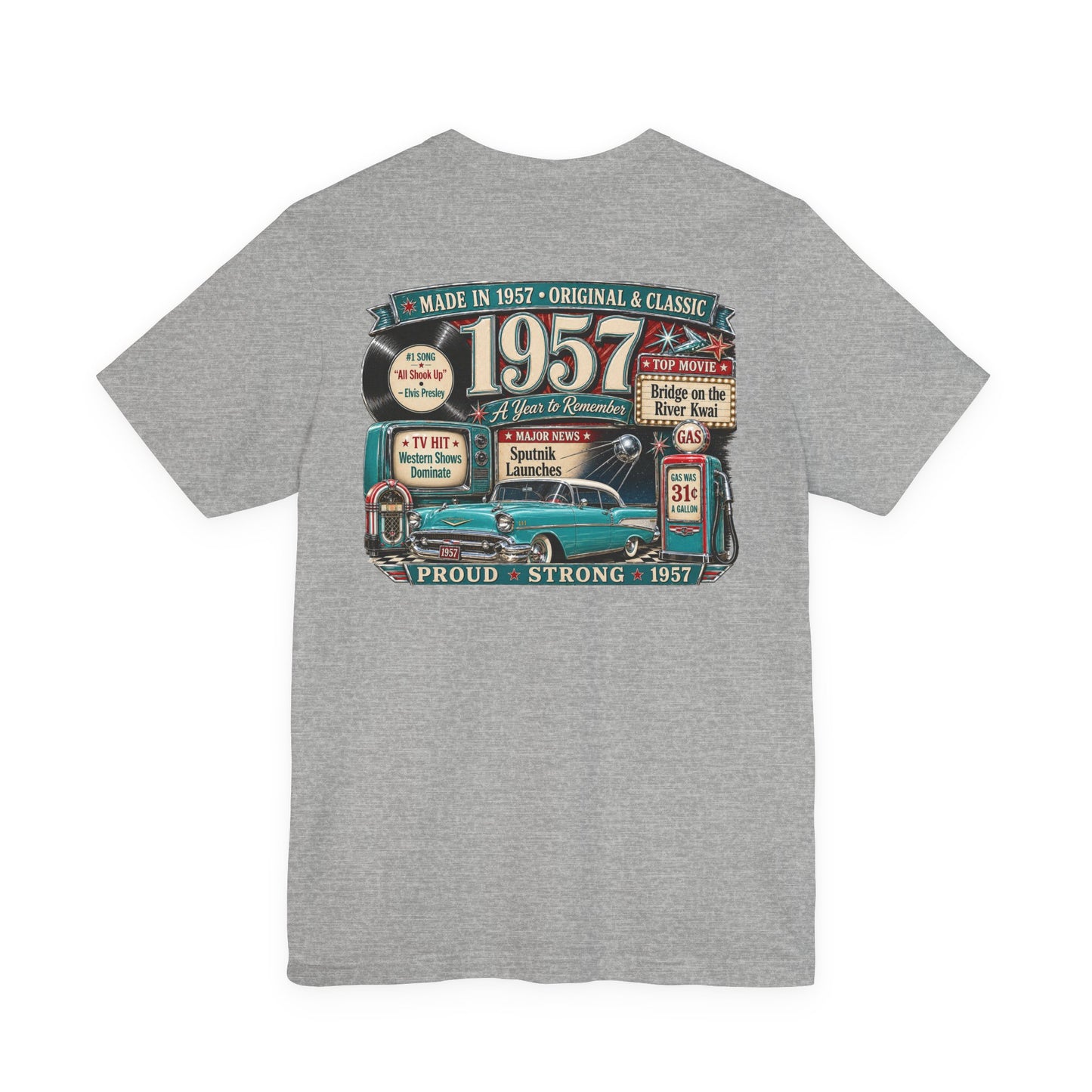 1957 Chevrolet Bel Air T-Shirt | Vintage Born in 1957 Gift | 69th Birthday Retro Tee for Men & Women