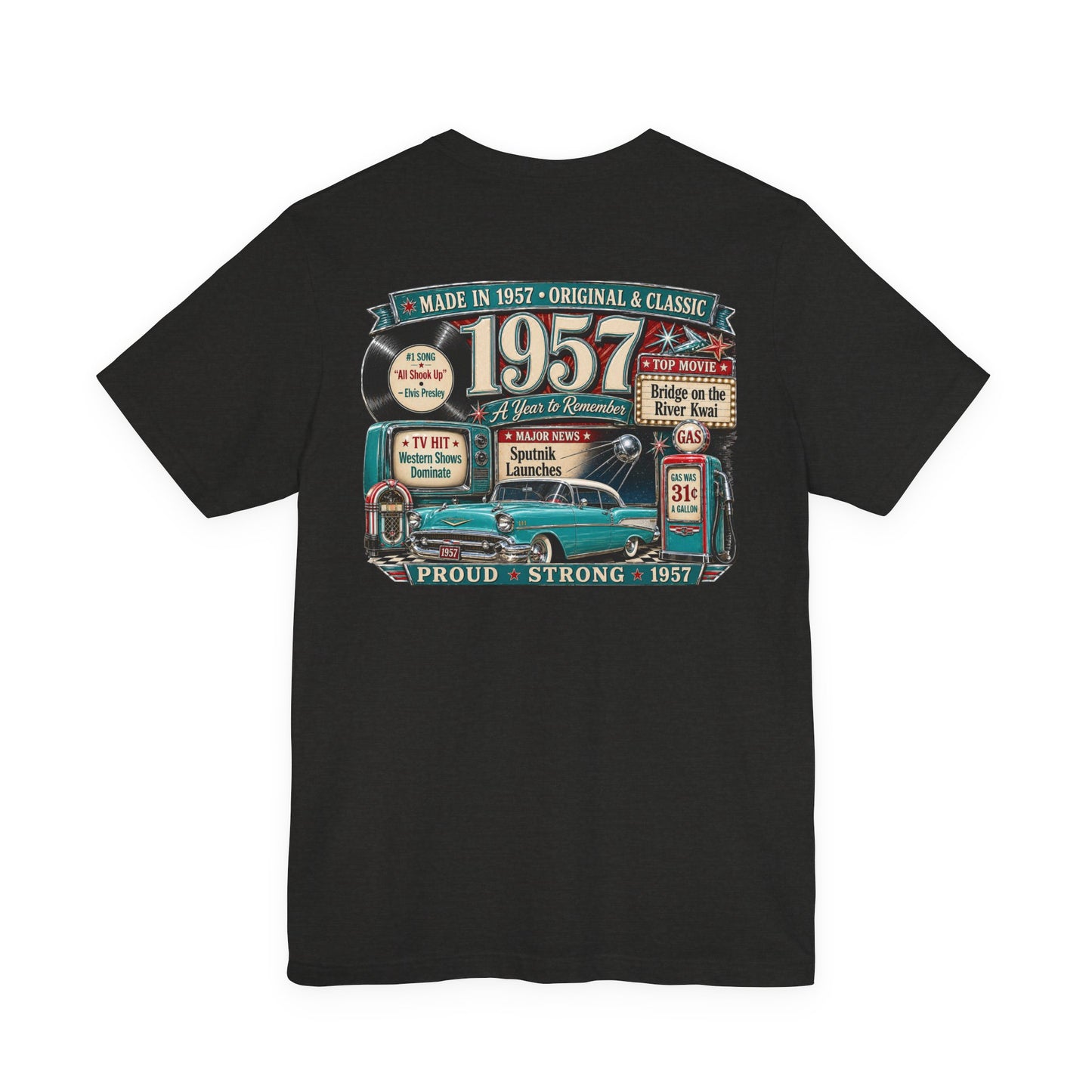 1957 Chevrolet Bel Air T-Shirt | Vintage Born in 1957 Gift | 69th Birthday Retro Tee for Men & Women