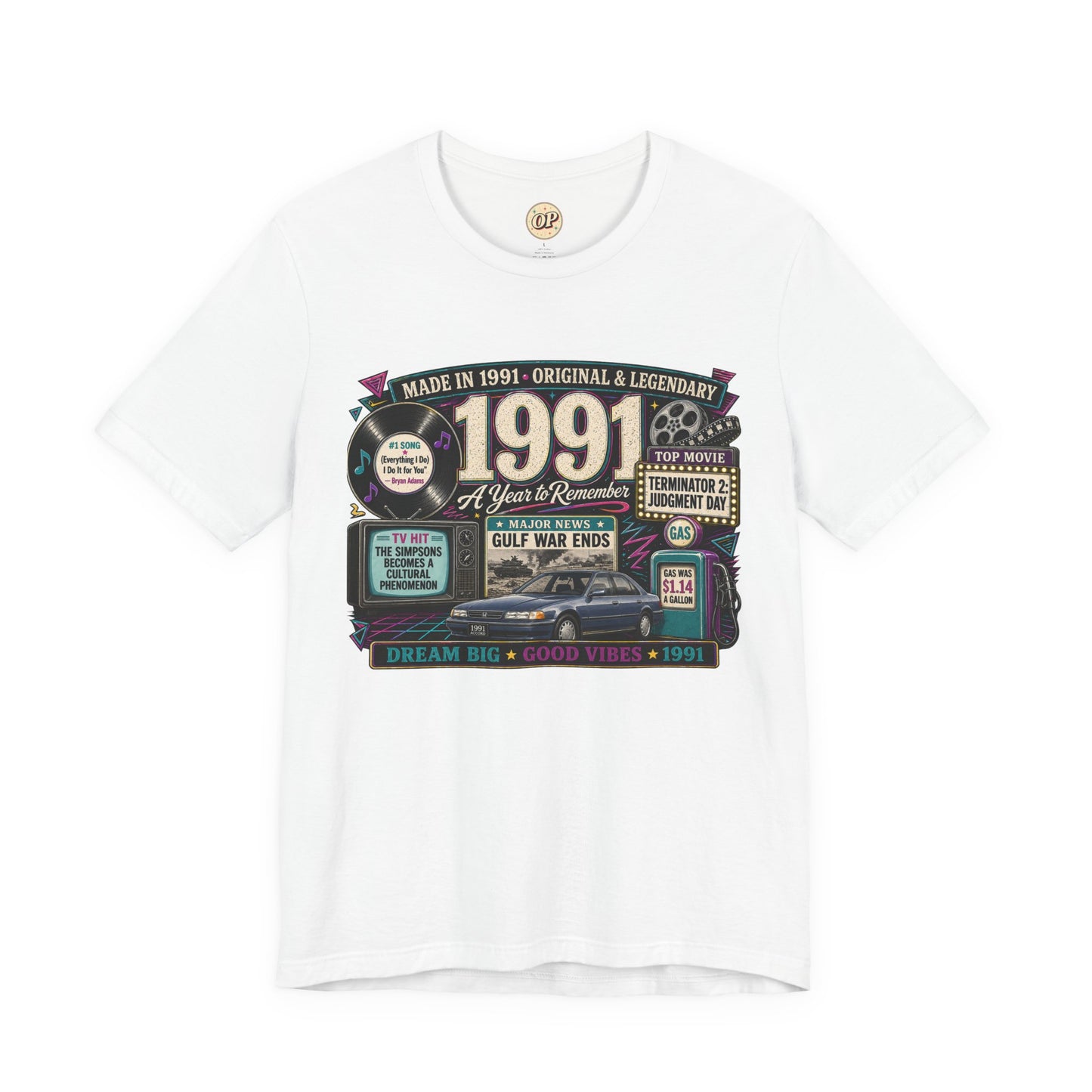 1991 Classic Car T-Shirt | Born in 1991 Birthday Gift | 35th Birthday Tee for Men & Women