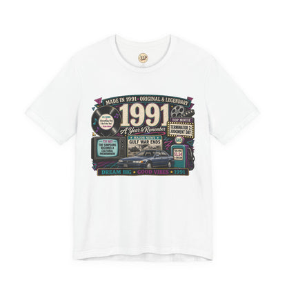 1991 Classic Car T-Shirt | Born in 1991 Birthday Gift | 35th Birthday Tee for Men & Women