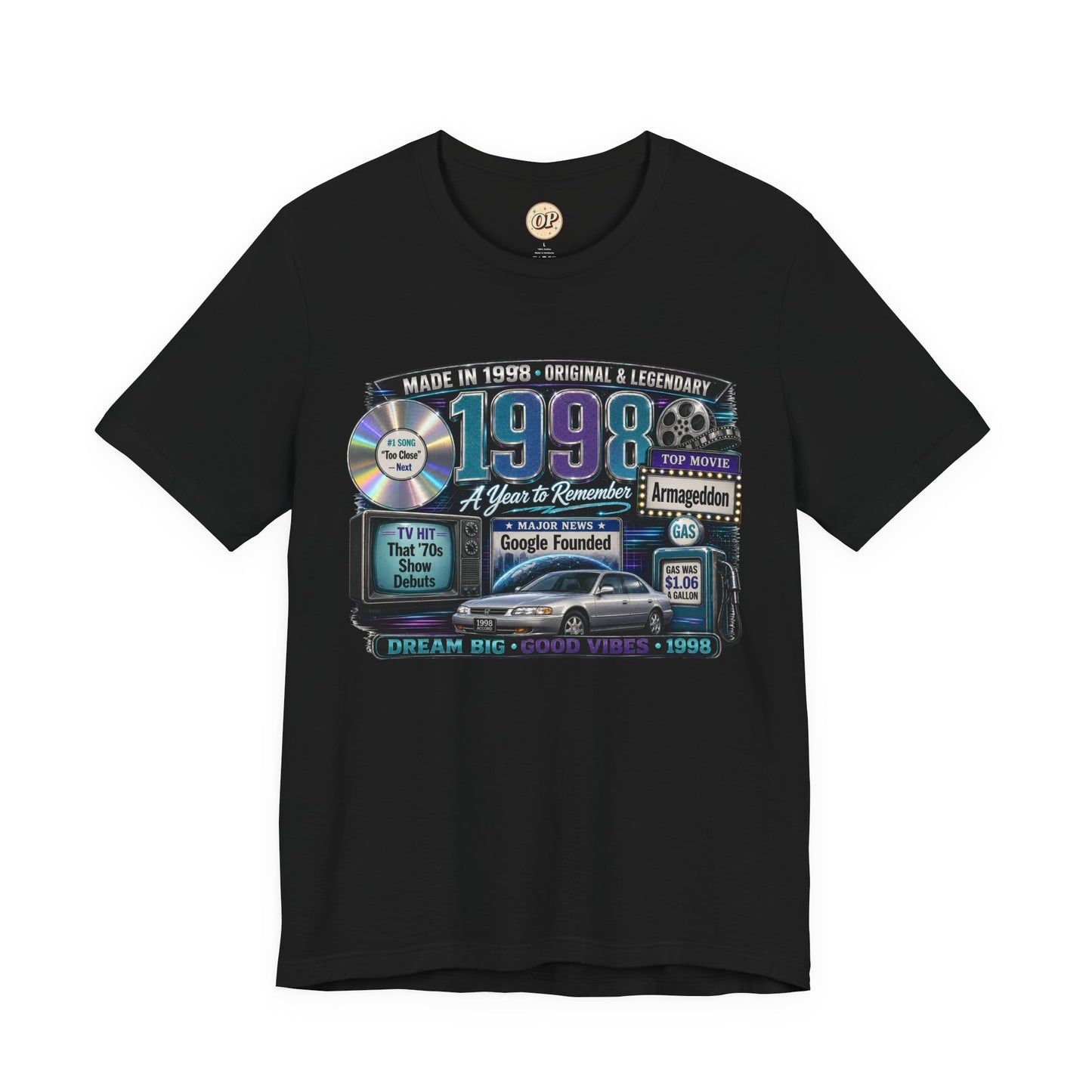 1998 Classic Car T-Shirt | Born in 1998 Birthday Gift | 28th Birthday Tee for Men & Women