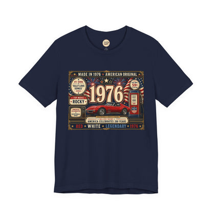 1976 Bicentennial American Original T-Shirt | Born in 1976 50th Birthday Gift | Patriotic Classic Car Tee for Men & Women