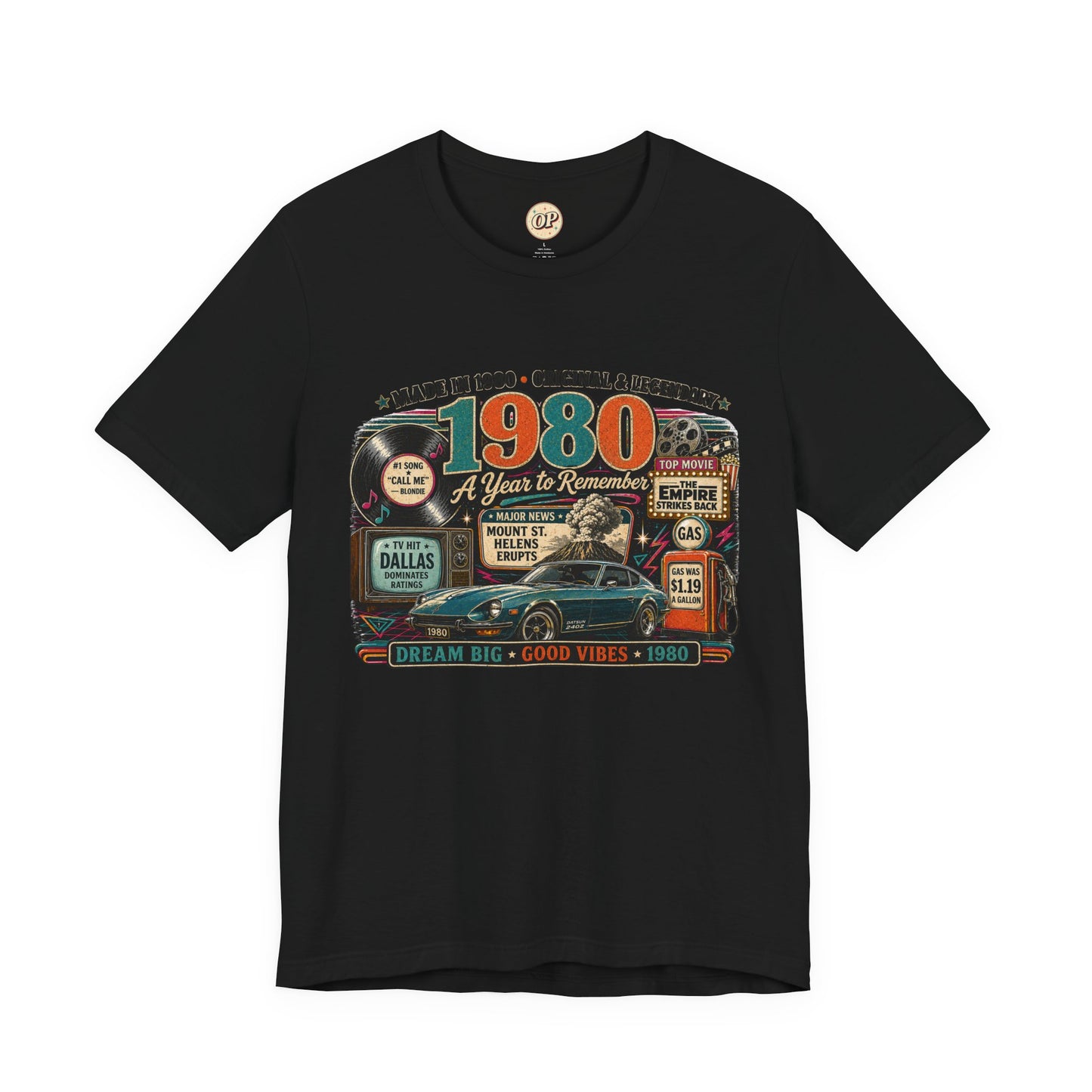 1980 Classic Sports Car T-Shirt | Born in 1980 Birthday Gift | 46th Birthday Tee for Men & Women