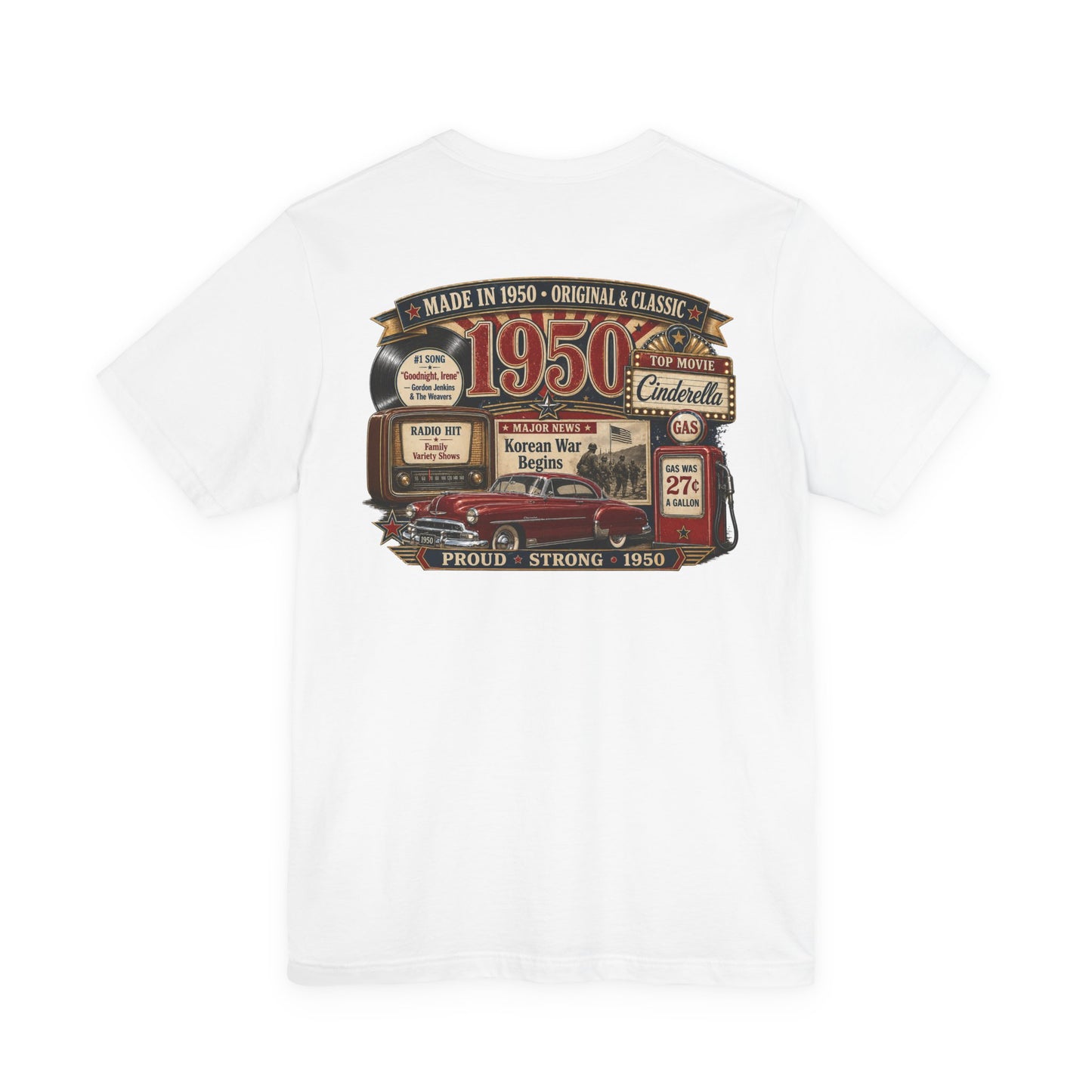 1950 Chevrolet T-Shirt | Vintage Born in 1950 Gift | 76th Birthday Retro Tee for Men & Women
