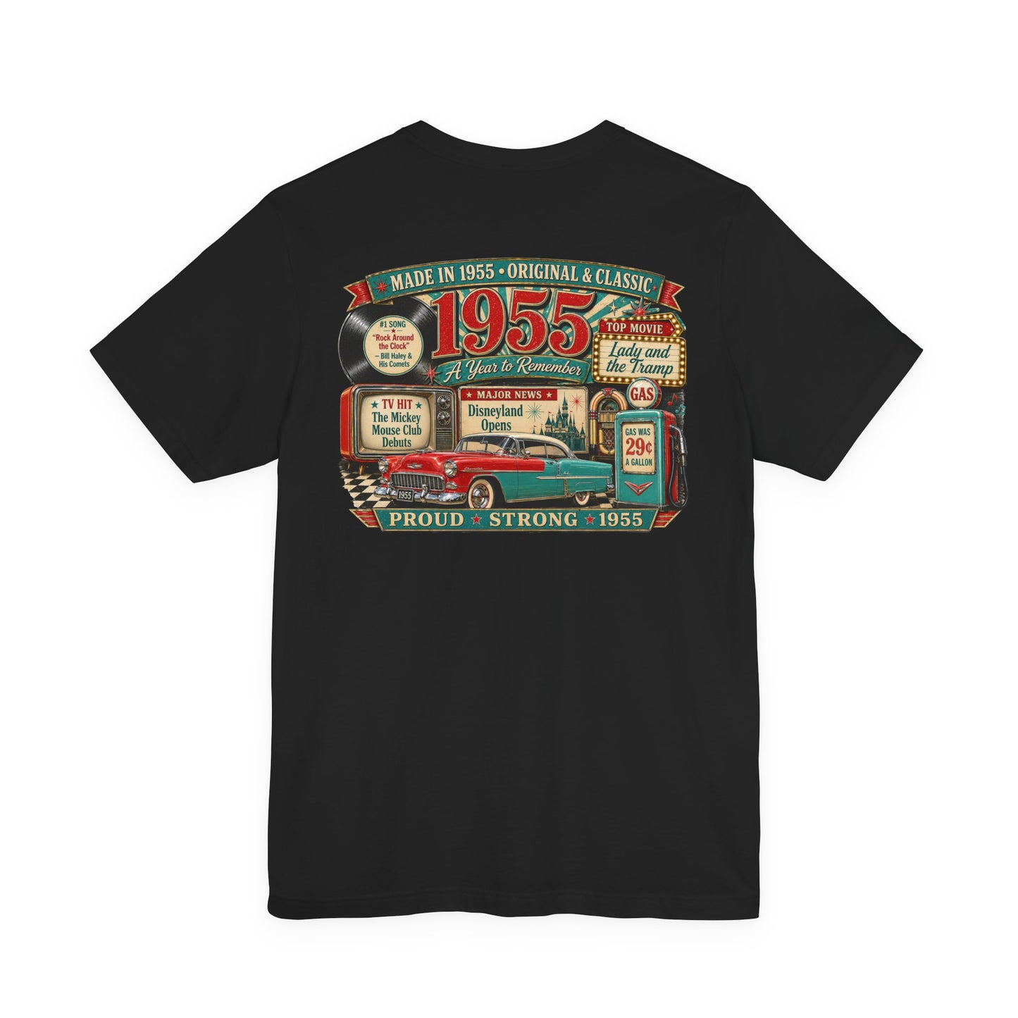 1955 Chevrolet Classic T-Shirt | Vintage Born in 1955 Gift | 71st Birthday Retro Tee for Men & Women
