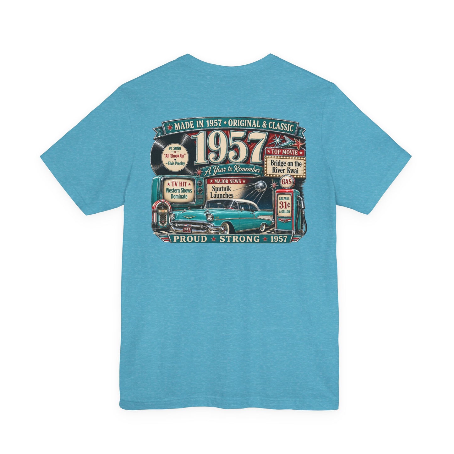 1957 Chevrolet Bel Air T-Shirt | Vintage Born in 1957 Gift | 69th Birthday Retro Tee for Men & Women