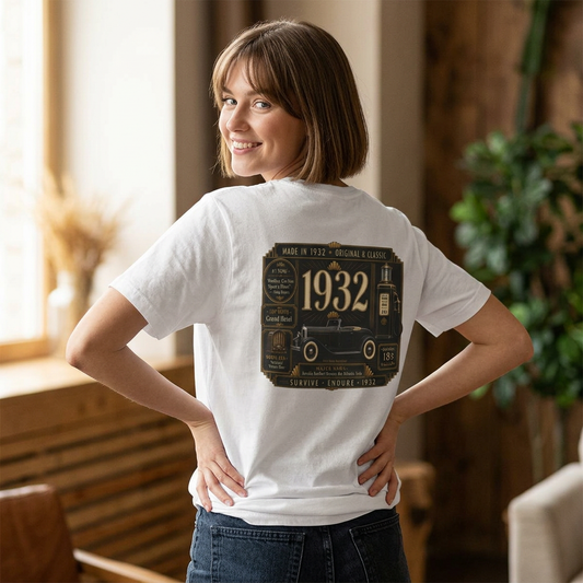 1932 Classic Roadster T-Shirt | Vintage Born in 1932 Gift | 94th Birthday Retro Tee for Men & Women