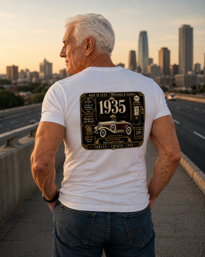 1935 Auburn Speedster T-Shirt | Vintage Born in 1935 Gift | 91st Birthday Retro Tee for Men & Women