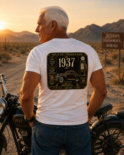 1937 Delahaye 135 Coupe T-Shirt | Vintage Born in 1937 Gift | 89th Birthday Retro Tee for Men & Women
