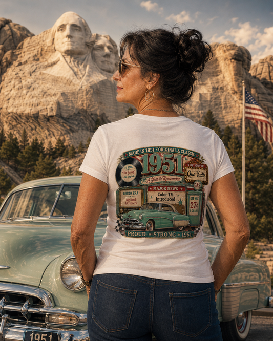 1951 Victoria T-Shirt | Vintage Born in 1951 Gift | 75th Birthday Retro Tee for Men & Women