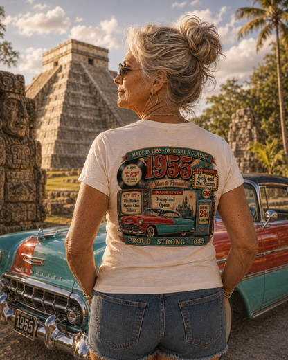 1955 Chevrolet Classic T-Shirt | Vintage Born in 1955 Gift | 71st Birthday Retro Tee for Men & Women