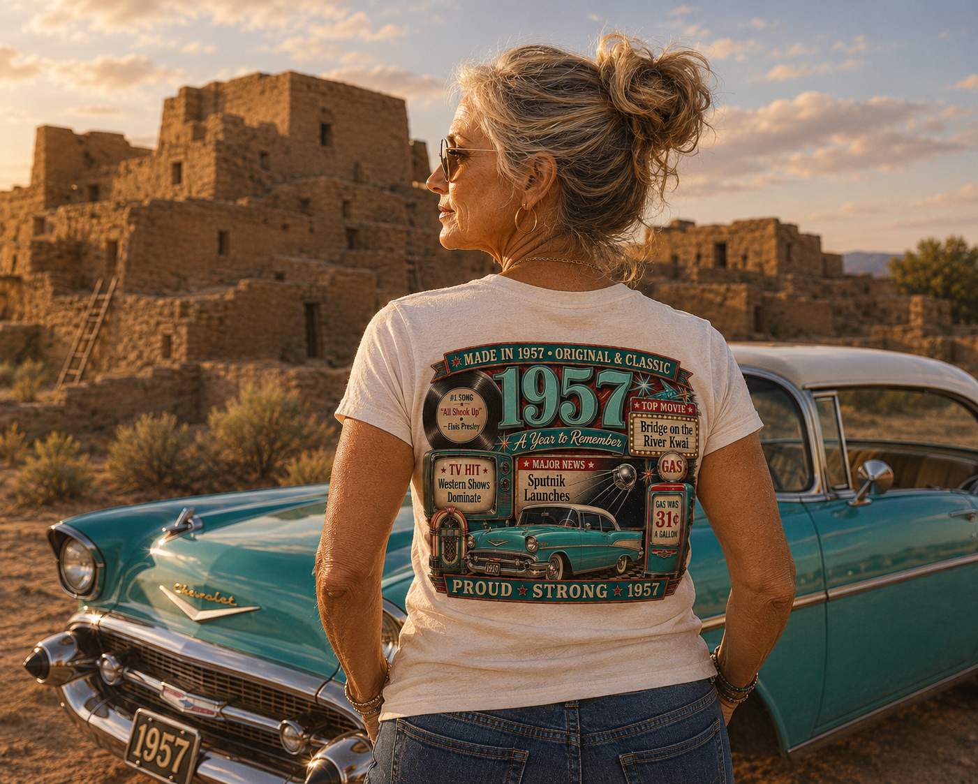 1957 Chevrolet Bel Air T-Shirt | Vintage Born in 1957 Gift | 69th Birthday Retro Tee for Men & Women