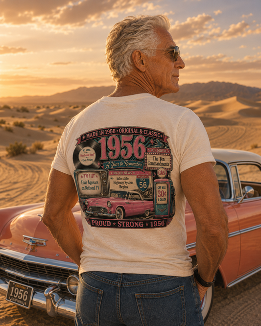 1956 Thunderbird T-Shirt | Vintage Born in 1956 Gift | 70th Birthday Retro Tee for Men & Women