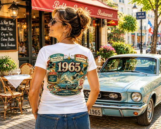 1965 Mustang Fastback T-Shirt | Vintage Born in 1965 Gift | 61st Birthday Retro Tee for Men & Women
