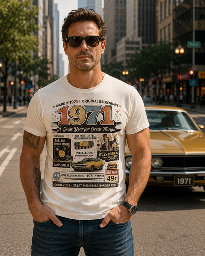 1971 Muscle Car T-Shirt | Born in 1971 Birthday Gift | 55th Birthday Tee for Men & Women
