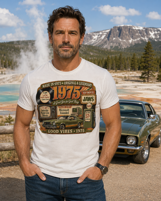 1975 Mustang II T-Shirt | Born in 1975 Birthday Gift | 51st Birthday Tee for Men & Women