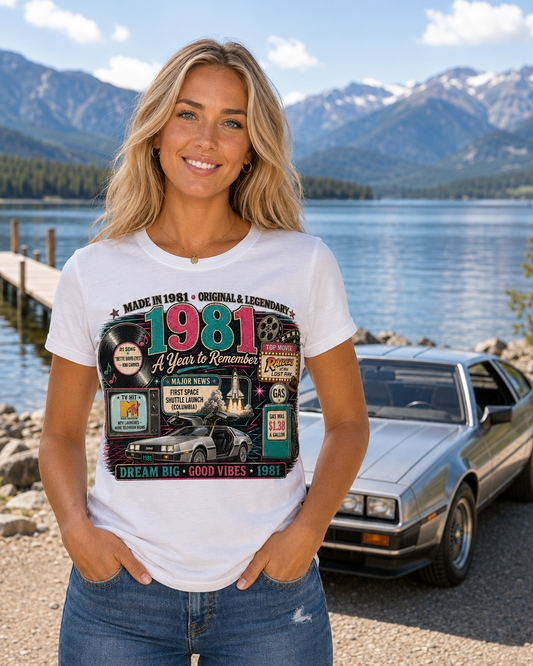 1981 Classic Sports Car T-Shirt | Born in 1981 Birthday Gift | 45th Birthday Tee for Men & Women