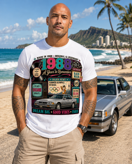 1988 Classic Car T-Shirt | Born in 1988 Birthday Gift | 38th Birthday Tee for Men & Women