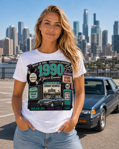 1990 Classic Car T-Shirt | Born in 1990 Birthday Gift | 36th Birthday Tee for Men & Women