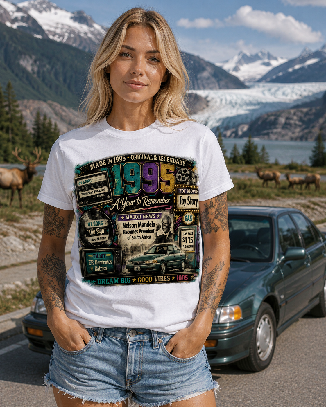 1995 Classic Car T-Shirt | Born in 1995 Birthday Gift | 31st Birthday Tee for Men & Women