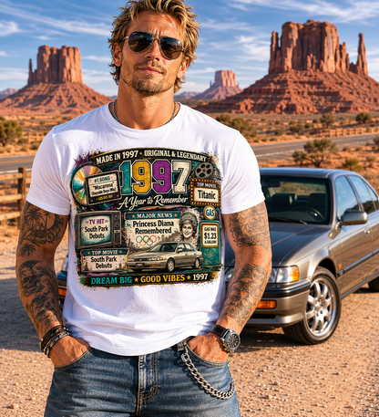 1997 Classic Car T-Shirt | Born in 1997 Birthday Gift | 29th Birthday Tee for Men & Women