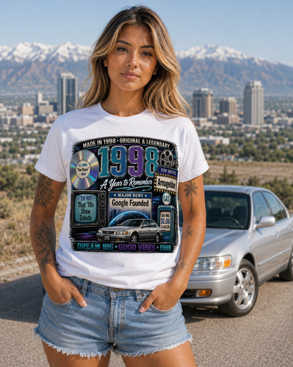 1998 Classic Car T-Shirt | Born in 1998 Birthday Gift | 28th Birthday Tee for Men & Women