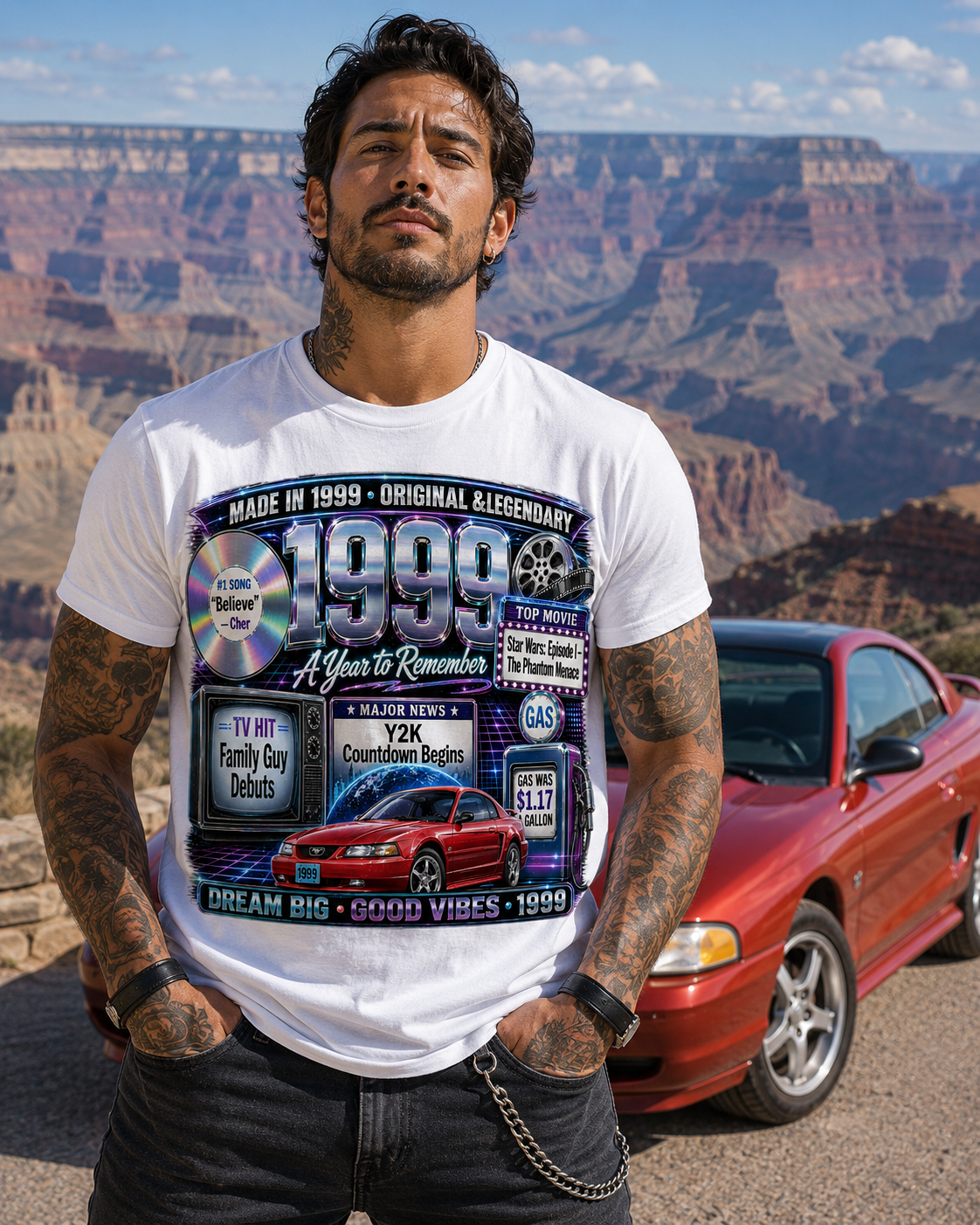 1999 Classic Sports Car T-Shirt | Born in 1999 Birthday Gift | 27th Birthday Tee for Men & Women