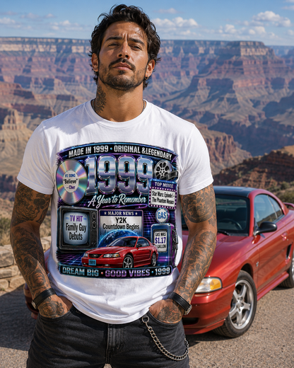 1999 Classic Sports Car T-Shirt | Born in 1999 Birthday Gift | 27th Birthday Tee for Men & Women